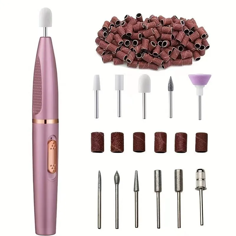 Mini kit de broca elétrica para unhas: moedor de manicure portátil para remoção de esmalte em gel e acrílico