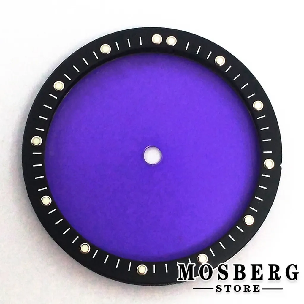 Black Movement Bezel Plastic Mirror Cyan Luminous For 28.5mm Nh35 Nh36 NH37 NH38 Dial 3.o o\'clock 3.8 o\'clock Accessories