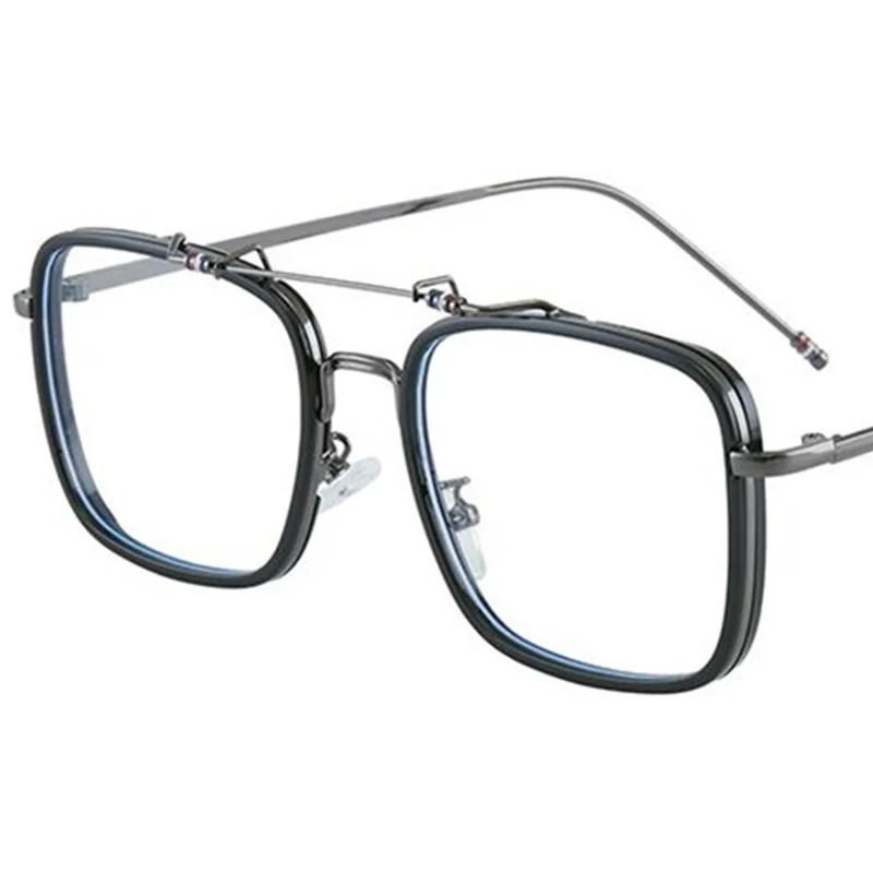 NEW Anti-Blue Light Glasses Personality Double Beam Optical Eyewear Square Spectacles Alloy Temples Eyeglasses