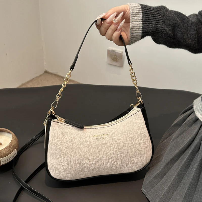 26 Trendy New Spring Fashion Women's Crossbody Bag Adjustable Shoulder Strap Crescent-shaped Bag PU Leather with Zipper Closure