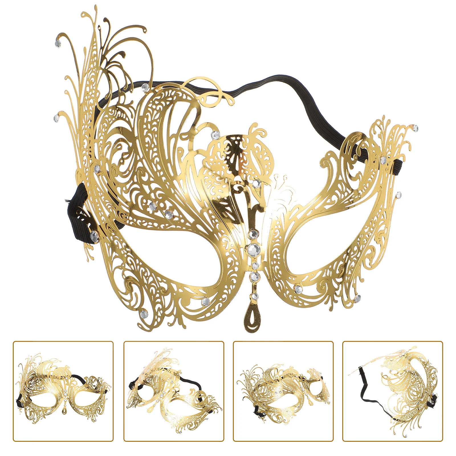 

Metal Masquerade Mask Lightweight Compact Bright Color Reusable Decorative Prop Party Festival Stage Performance Cosplay Holiday