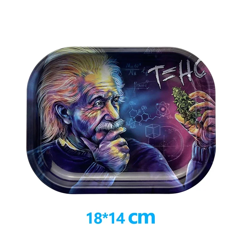 18*14 سنتيمتر المعادن التبغ المتداول صينية السجائر المشتركة التدخين اكسسوارات طبق القصدير تخزين لوحة حاوية صغيرة الأسطوانة #4