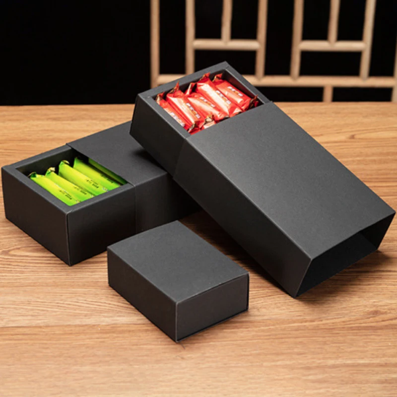 1pc Kraft Paper Packing Box With Transparent PVC Window Delicate Drawer Display Gift Box Wedding Jewelry Boxes