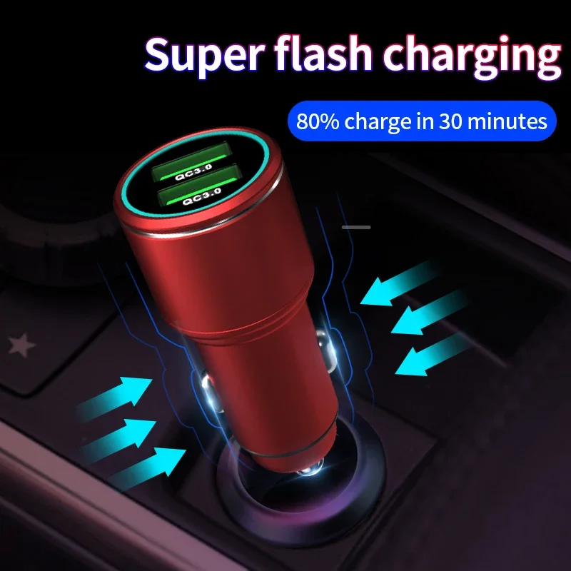 DINPHONE Dual USB Car Charger Quick Charge QC3.0 QC SCP 5A PD Type Fast Car USB Charger For iPhone Xiaomi Mobile Phone