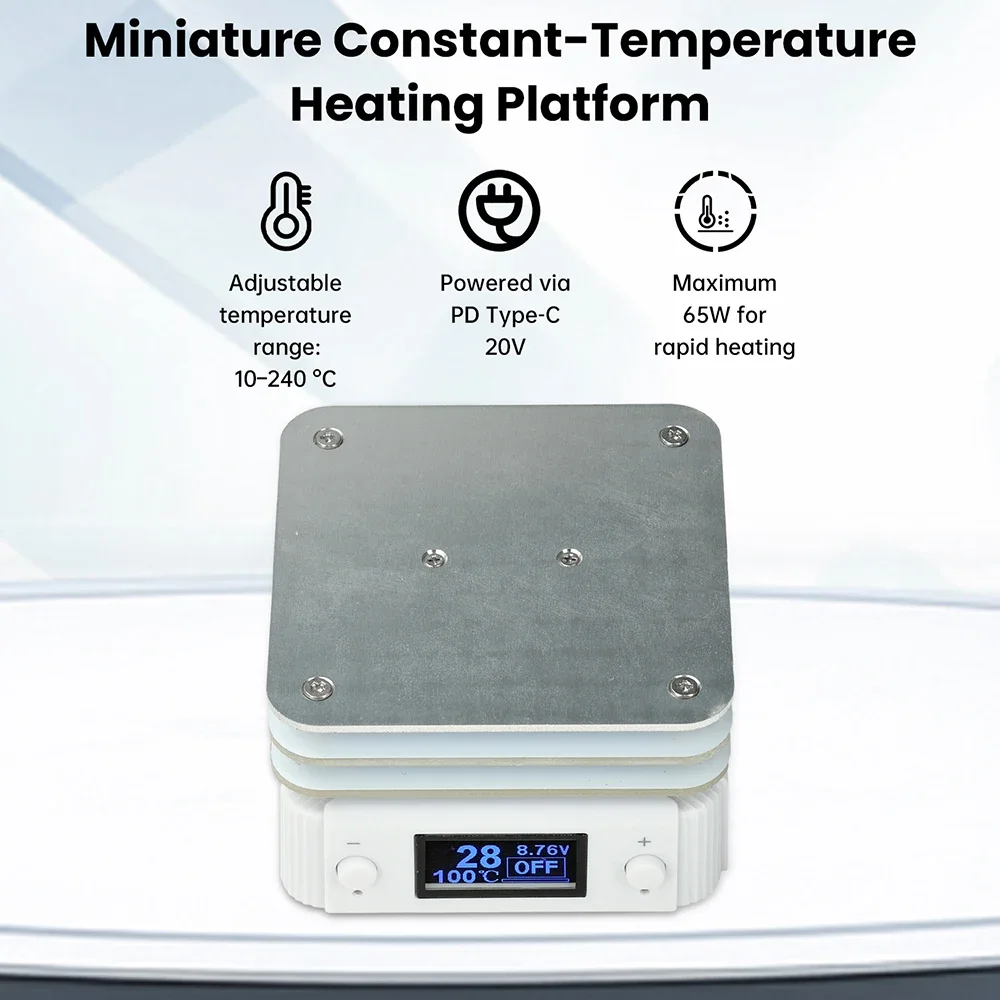 Mini Stazione di Saldatura Digitale a Temperatura Costante, Pad Riscaldante Regolabile PD65W 20V, Strumenti di Saldatura Portatili Tipo C