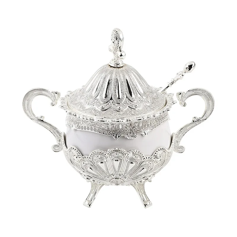 European sugar sugar cup, creative fashion sugar cup seasoning bottle restaurant kitchen daily necessities golden peacock