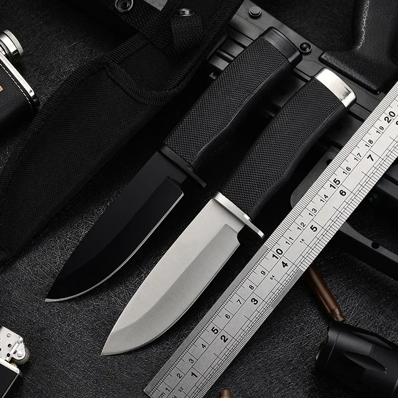 New 1 piece of high hardness outdoor straight knife, portable EDC camping knife sheath pocket knife,  tool knife