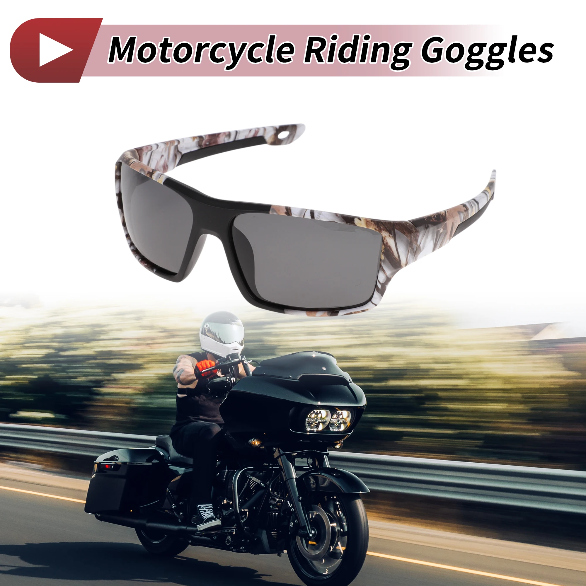 

X Autohaux Motorcycle Riding Goggles Gray Lens White Frame Tri-acetel Cellulose