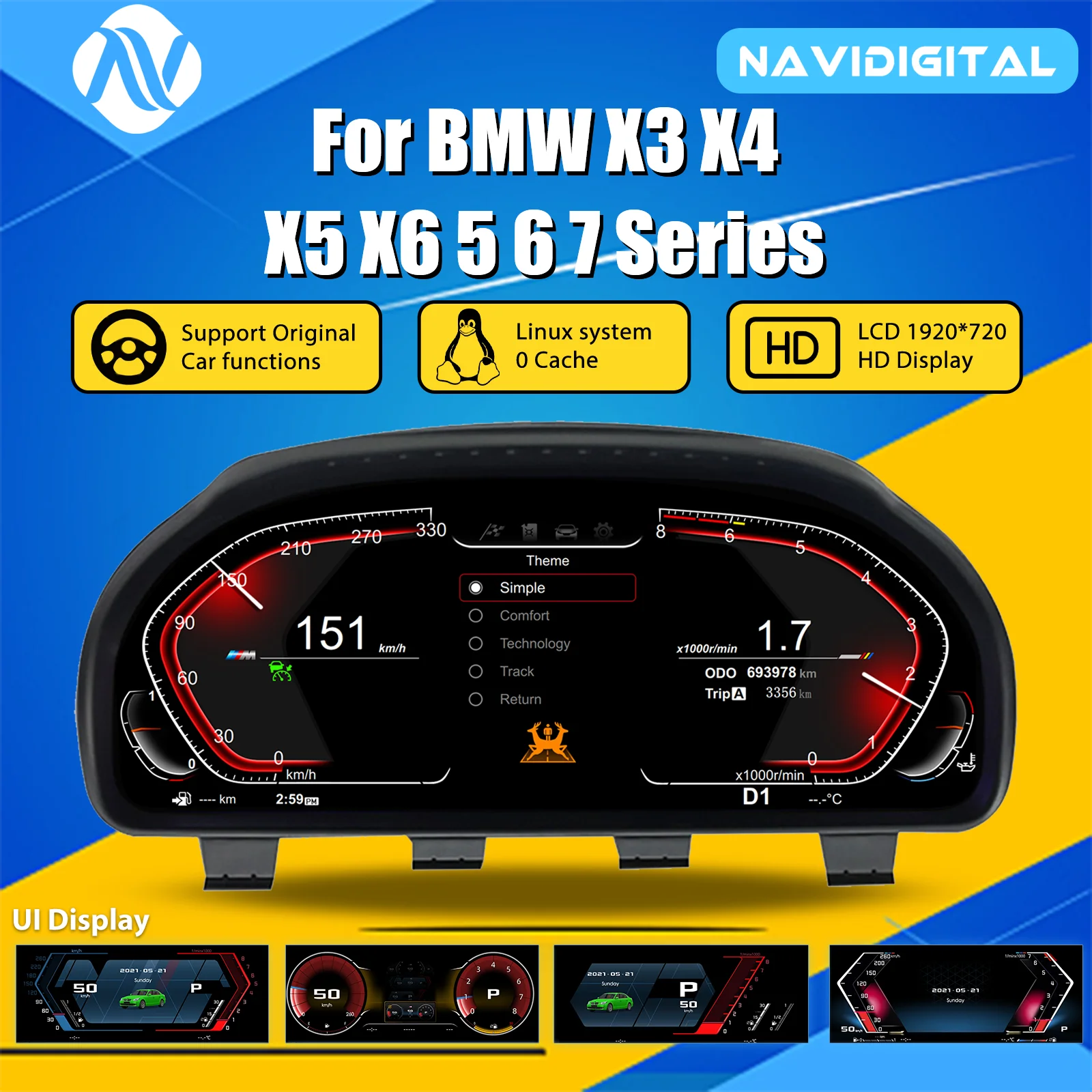 Quadro strumenti digitale per BMW Serie GT-F07 F02 F10 F12 F01 F11 F13 F15 F25, cruscotto virtuale, tachimetro, pannello strumenti