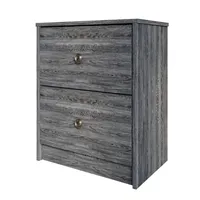 Vintage Nightstand with 2 Drawers, Dark Gray Bedroom Bedside Table Nightstand End Side Organizer Storage