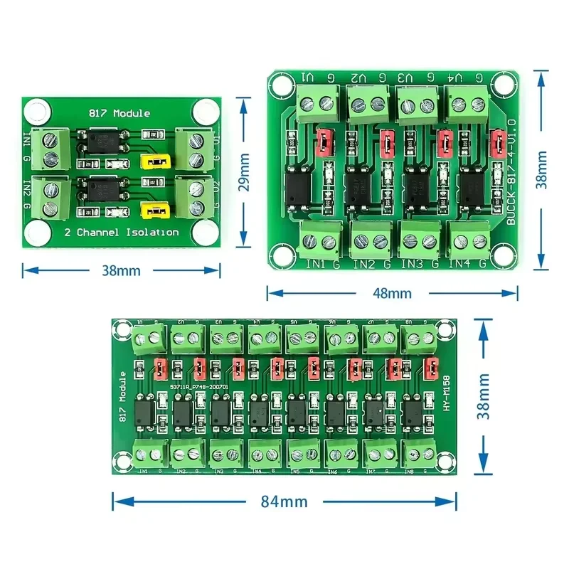 PC817 2 4 8 Channel Optocoupler Isolation Board Voltage Converter Adapter Module 3.6-30V Driver Photoelectric Isolated Module