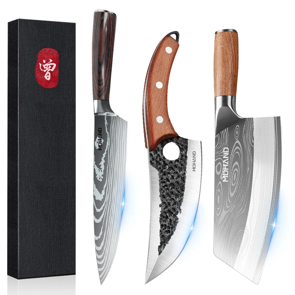 Küchenmesser set 1-3 stücke hand geschmiedetes Ausbein messer Edelstahl Kochmesser Fleisch Gemüse Obst Küche Schneide messer als Geschenk