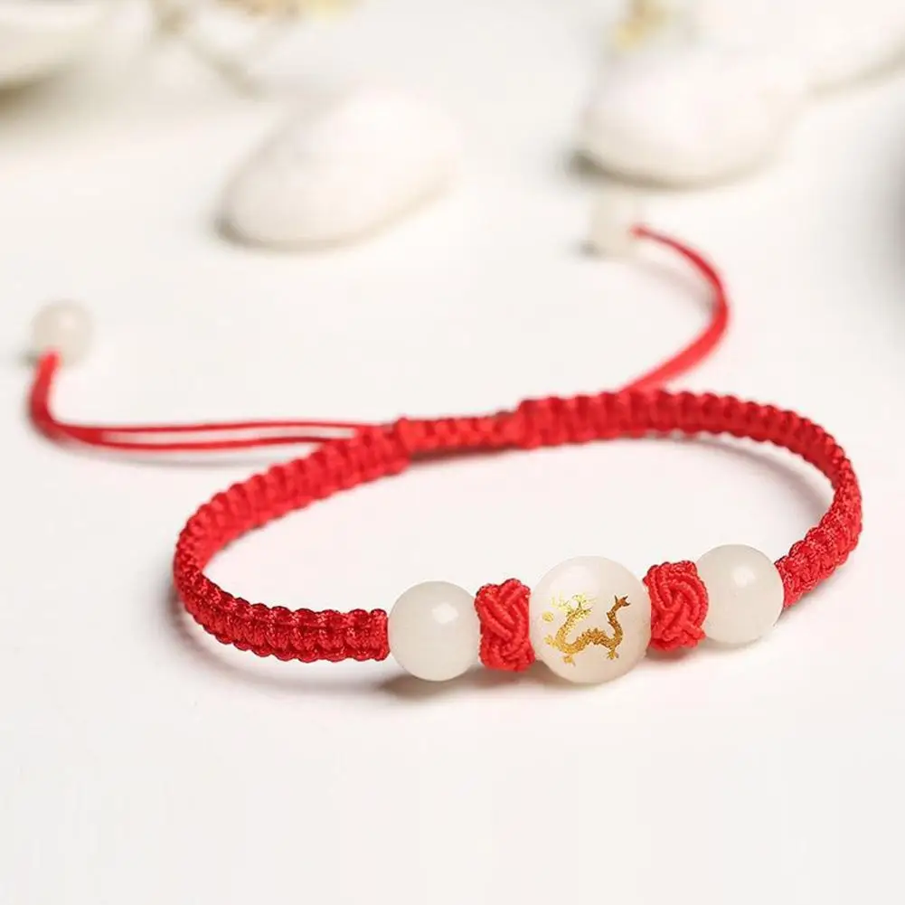 Luminous Chinese Style Dragon Bracelet 2024 Dragon Year Lucky Red Rope Bracelet Xmas Near Year Gift