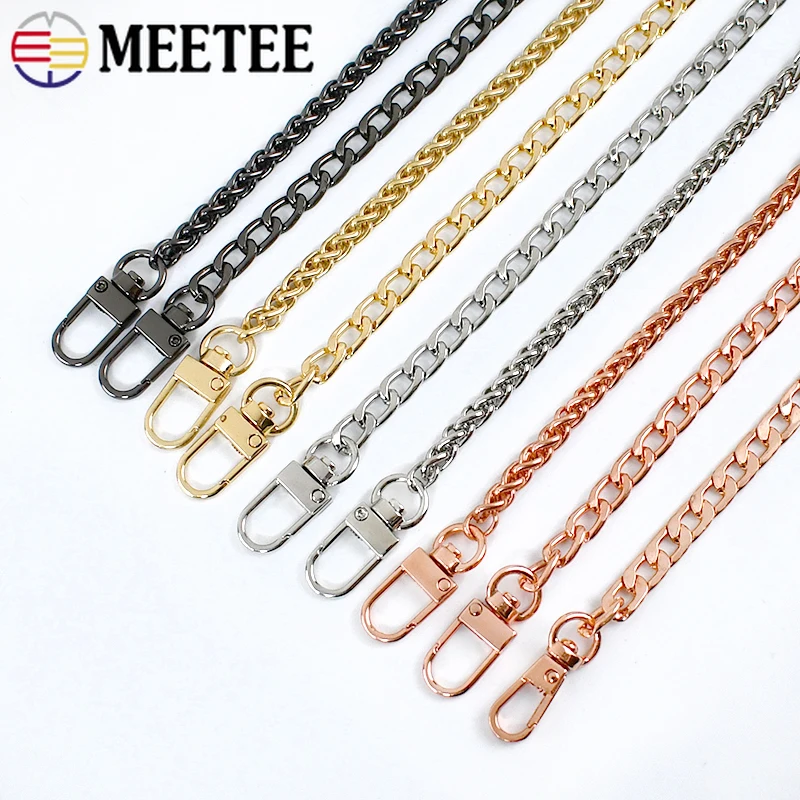 Meetee 100/120cm Metal Purse Chains Bags Strap Replacement Shoulder Crossbody Bag Straps Wallet Handle DIY Handbags Hardware