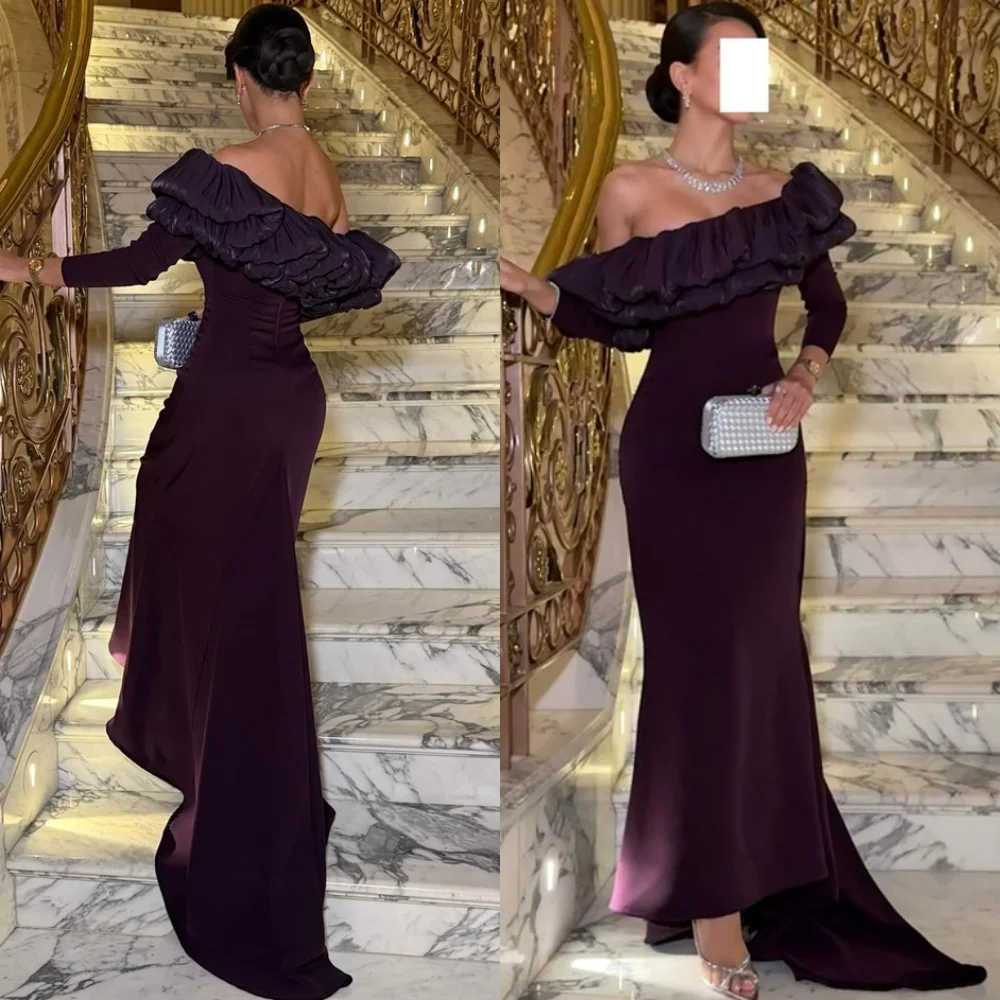 

Customized Mermaid Jersey Evening Dress Luxury One Shoulder Court Train Homecoming Dresses Exquisite Special Occasion Gowns
