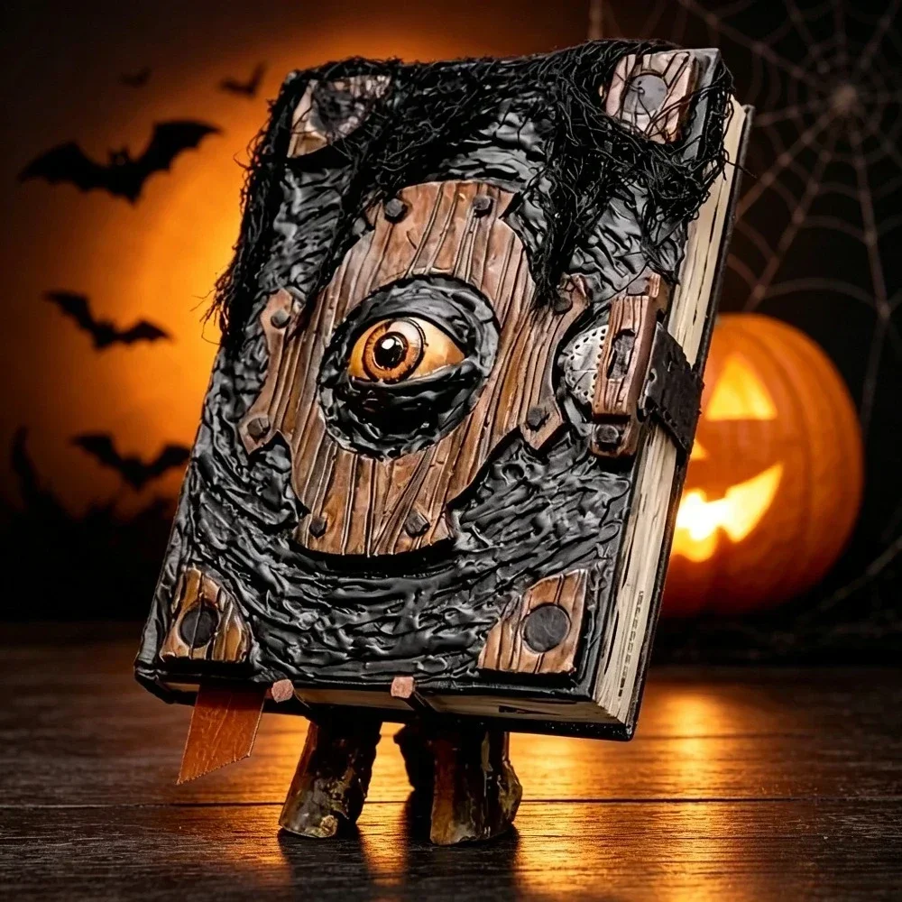 Halloween Demon Eye Spell Book Resin Ornament Gothic Horror Desktop Figurine Spooky Home Party Tabletop Holiday Decor Gift