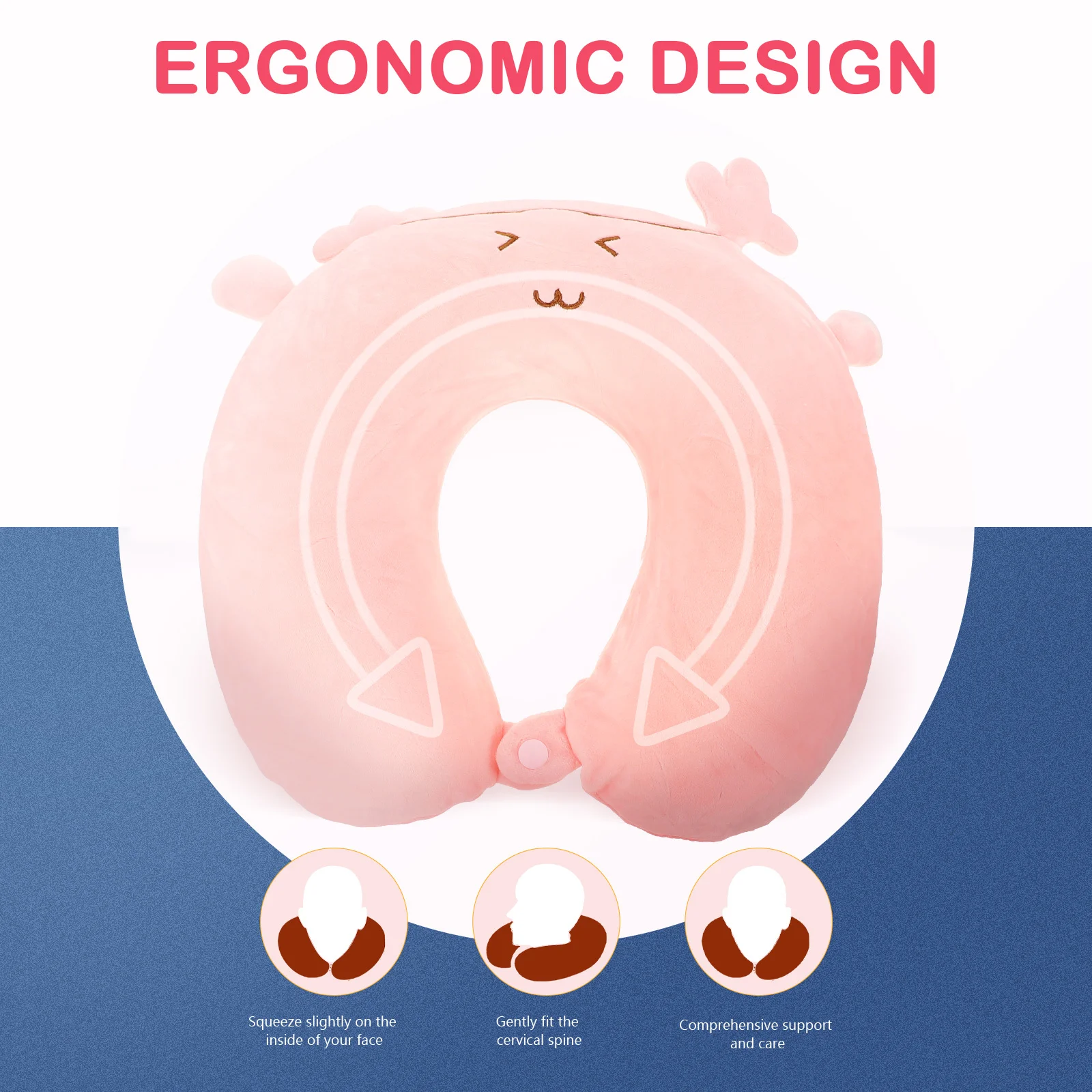 

1Set Memory Foam Neck Pillow U-Shaped Travel Pillow Cartoon Eye Patch Comfortable Support for '