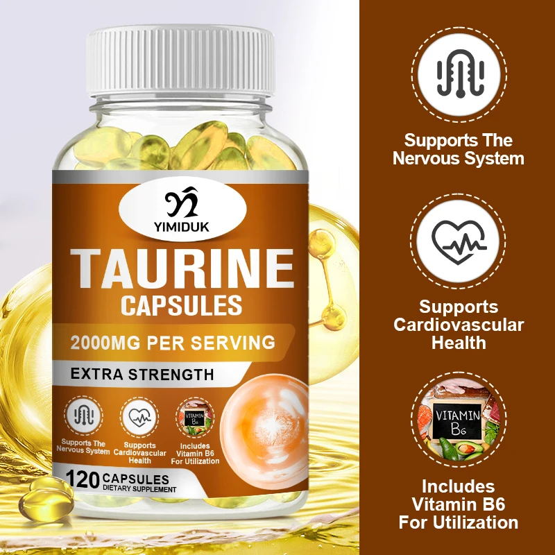 

Taurine Capsules Supports Nervous System Supports Cardiovascular Health Includes Vitamin B6 for Utilization