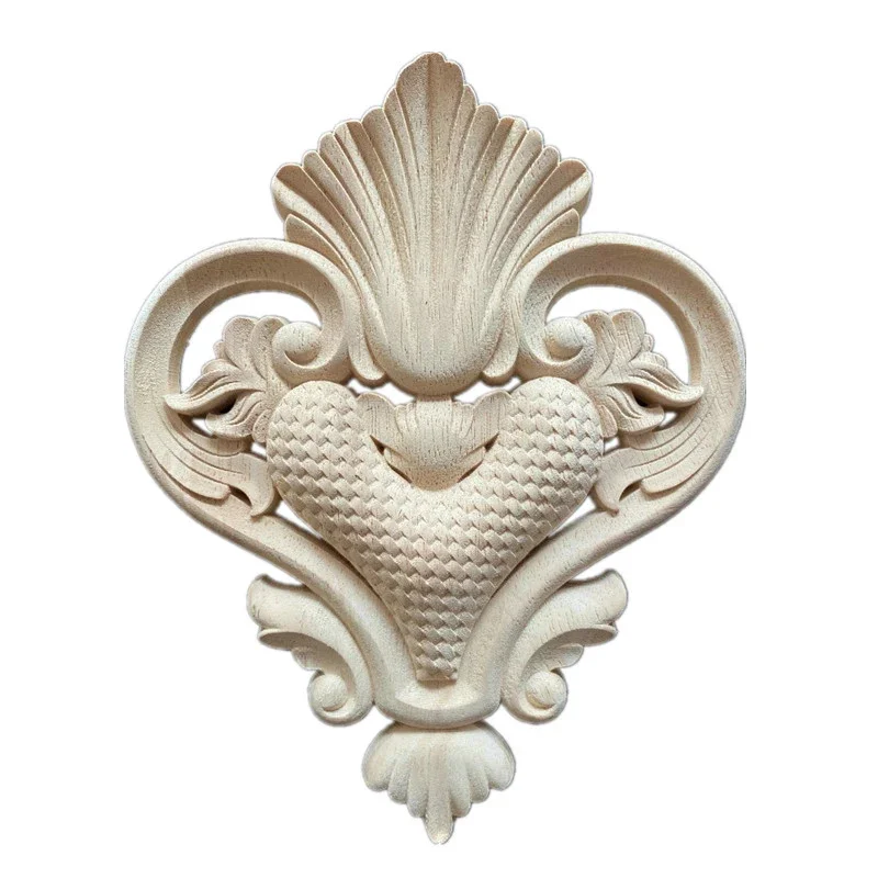 

1PC Woodcarving Corner Decal Natural Wooden Flower 15x19cm Figurine Craft Appliques Frame Door Bedroom Furniture Accessories