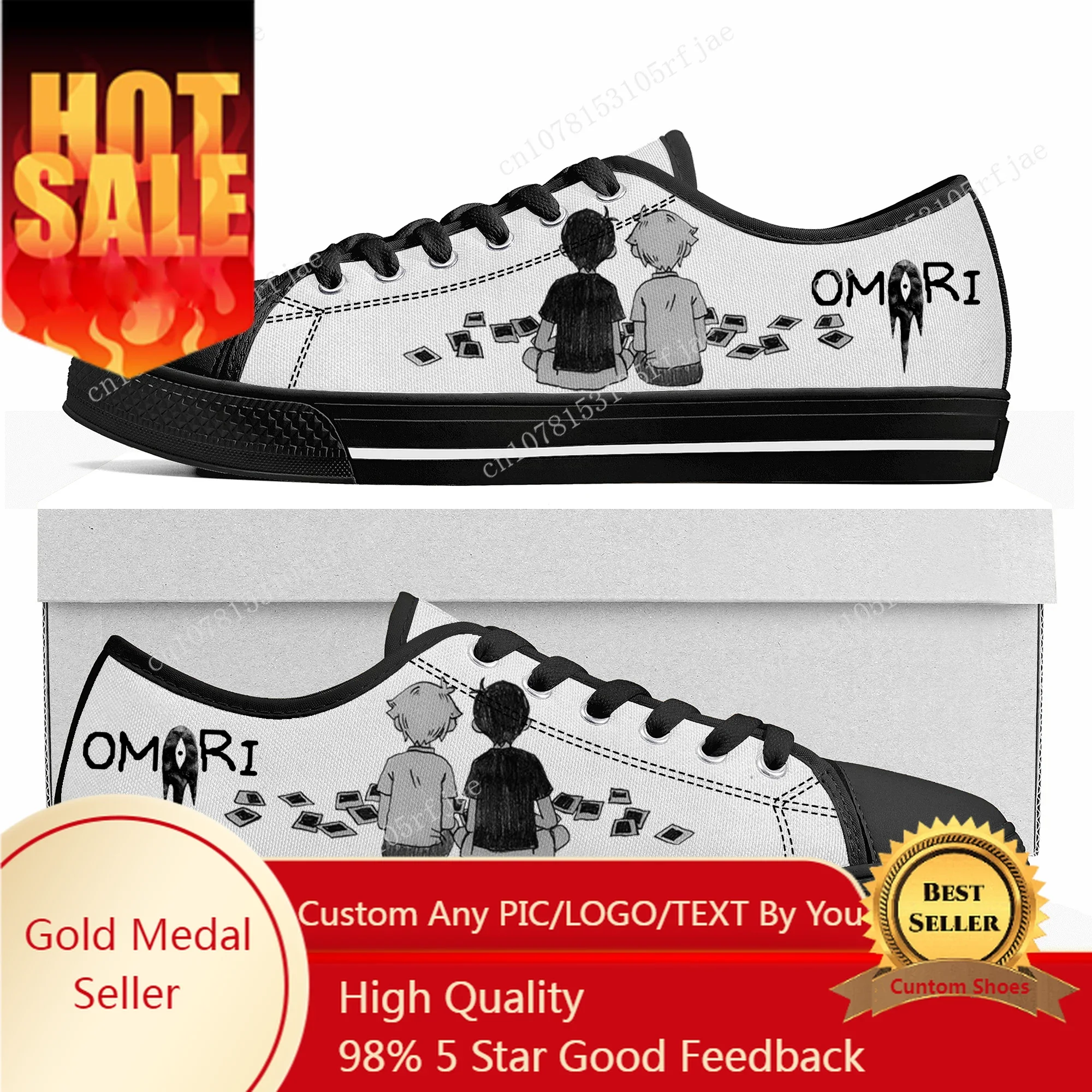 Omori Custom Low Top Sneakers Cartoon Game Womens Mens Teenager Fashion Shoes Casual Tailor Made Canvas Sneaker