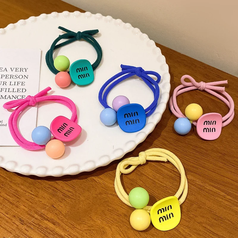 

Korean Style Dopamine Letter Block Hair Tie Bun Hair Rope High Ponytail Elastic Hair Accessory for Women