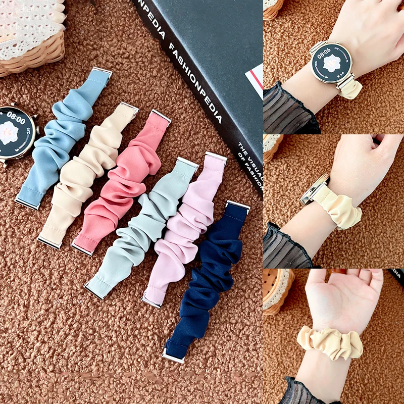 

18 20mm 22mm Scrunchie Loop Strap for Huawei Watch GT4 41mm 46mm Women Elastic Hair Ring Bracelet for Huawei Watch Fit 2 Classic