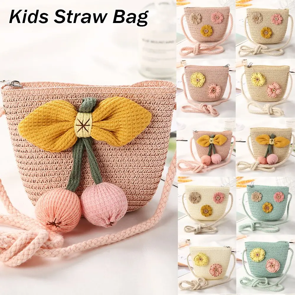 

Mini Fashion Handmade Girls Summer Children Weaving Bag Shoulder Bag Handbags Straw Beach Bag