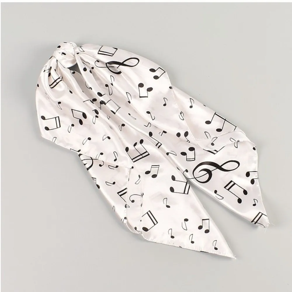 Elegant Breathable Musical Note Shawl Lightweight Large Square Headscarf Neck Wrap Headband Printed Silk Scarf Men
