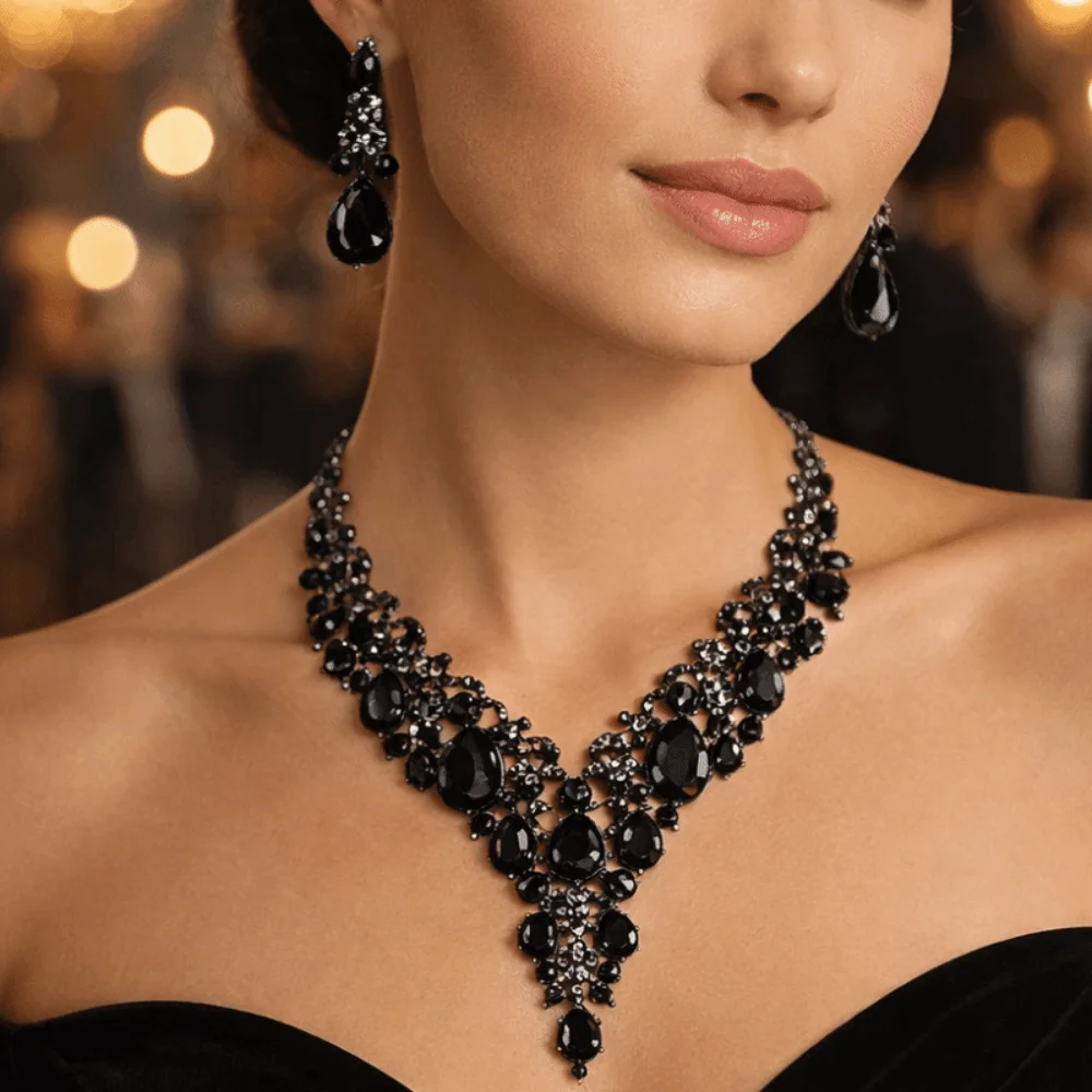 Rhinestone Rhinestone Jewelry Set Sparkling Luxury Crystal Necklace Earrings Formal Shining Bridal Jewelry Set Bridal Wedding