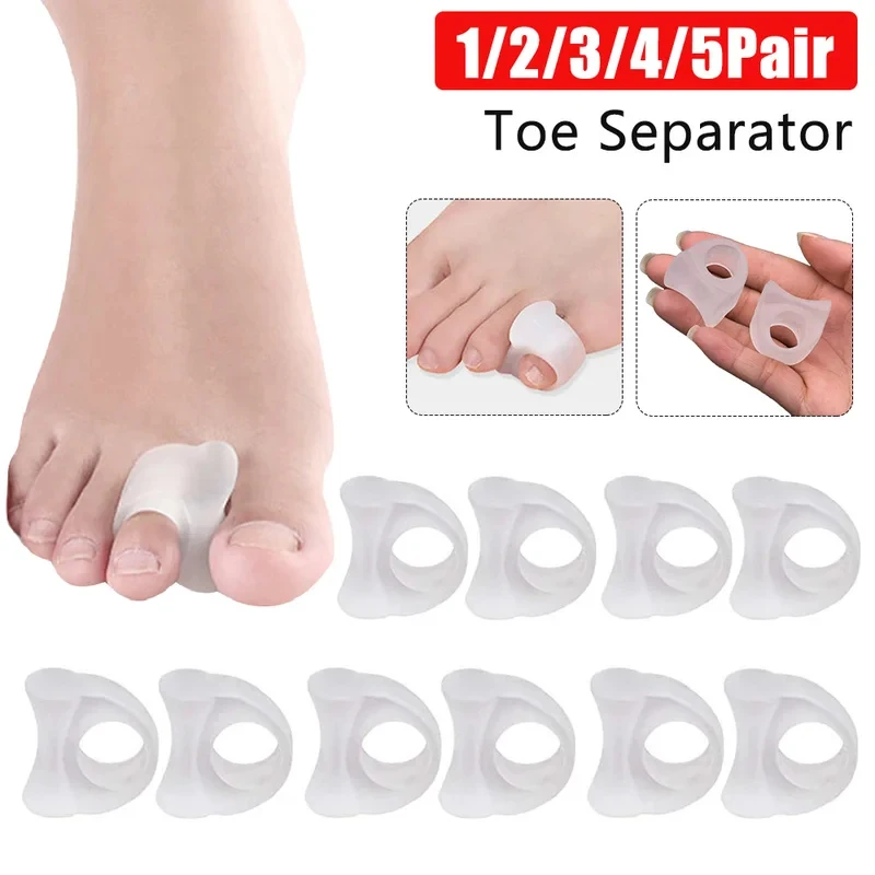1-6pairs Silicone Toe Separators Bunion Corrector Foot Care Orthopedic Finger Toe Separator Correction Pad Feet Care Tool