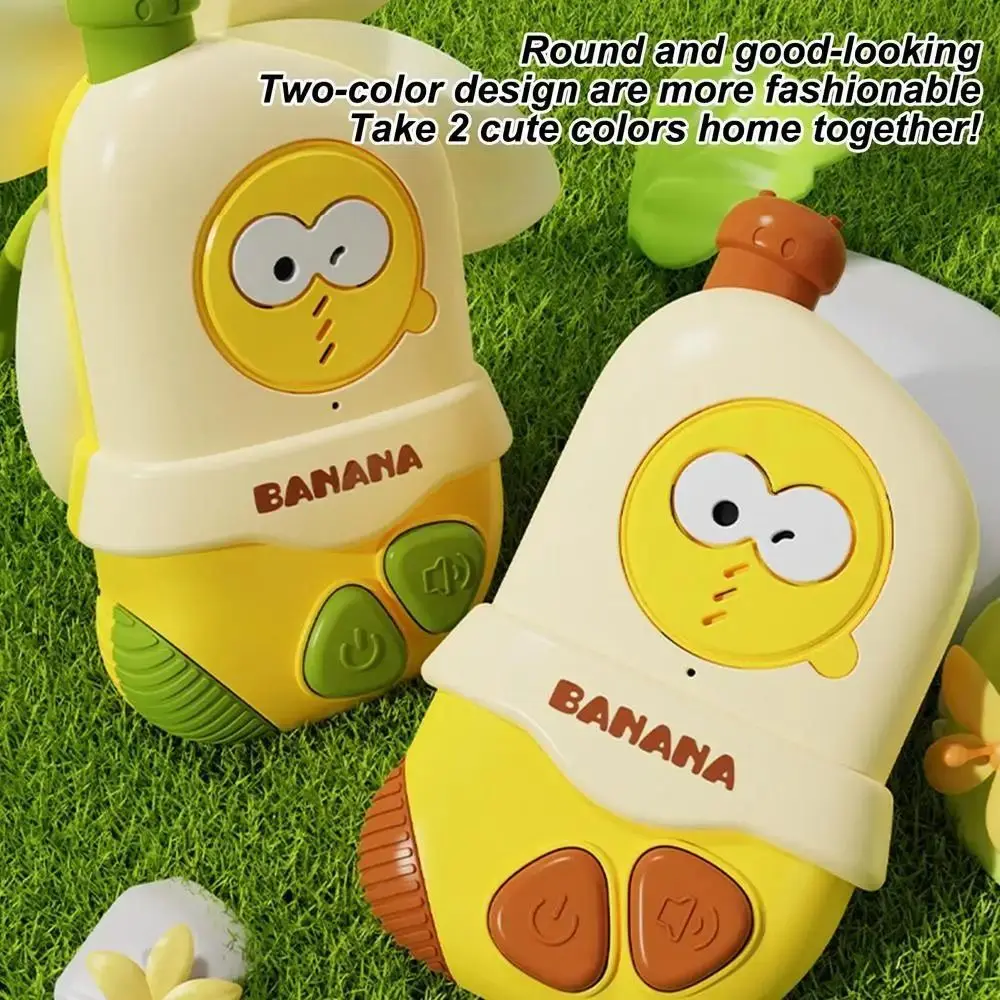 2 pçs banana crianças walkie talkie brinquedos dos desenhos animados estilo do carro mini handheld walkie talkie alimentado por bateria sem radiação