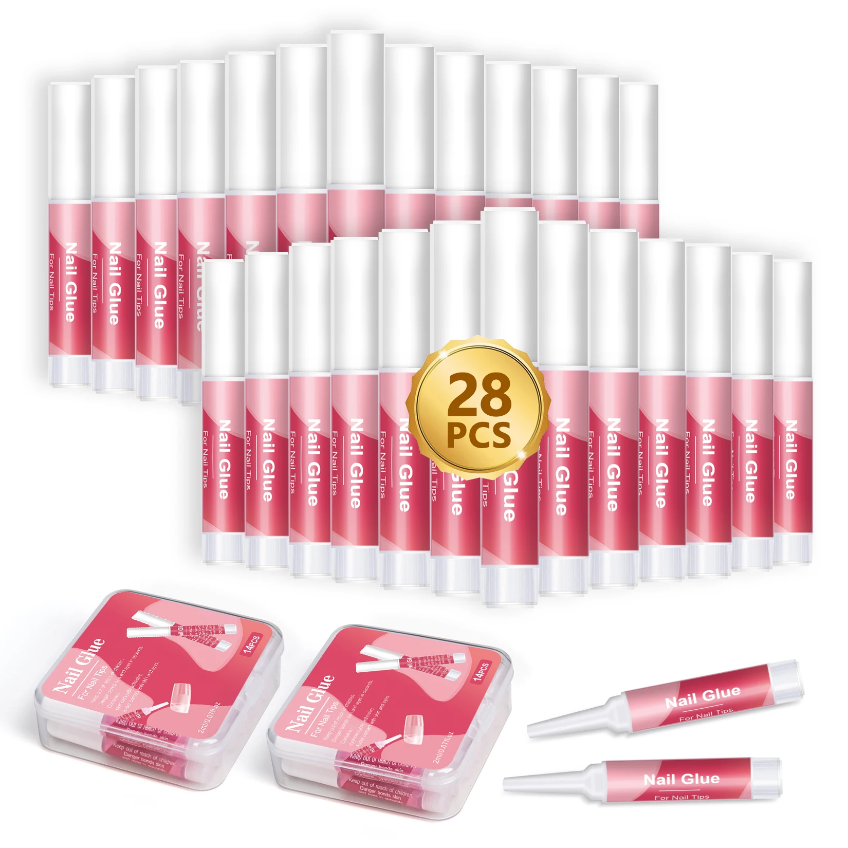 

28 шт. клей для ногтей с коробкой, долговечный суперсильный маникюрный клей для акриловых ногтей, инструмент для наращивания ногтей, маникюрный салон, домашний DIY