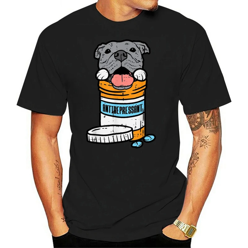 T-Shirts Summer Graphic Men Tees Summer Cotton Antidepressant Pitbull Funny Pitties Dog Lover Owner Gift T-Shirt Top