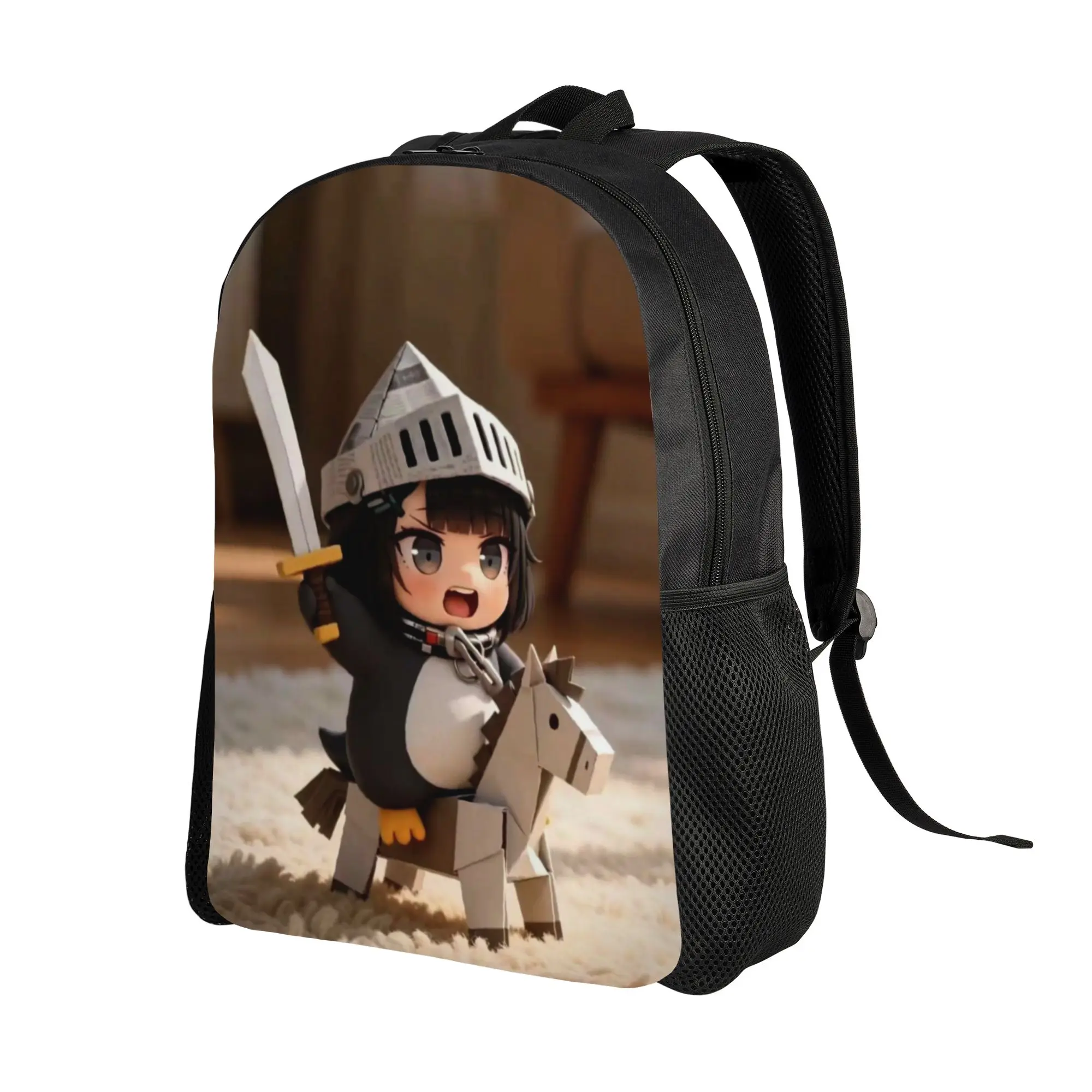 Back to school season GuGu GaGa Knight Helmet Wooden Hobby Horse Fantasy Toy Art Print Handbag High School Students Backpack