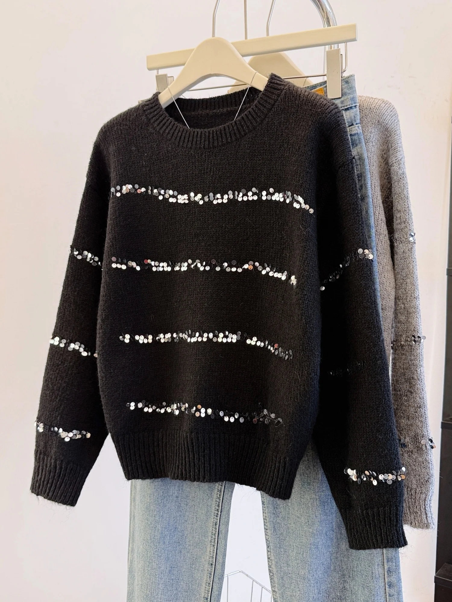 سترة تريكو نسائية حمراء مستديرة للربيع والخريف والشتاء فضفاضة ومريحة وناعمة ومريحة وطويلة #4