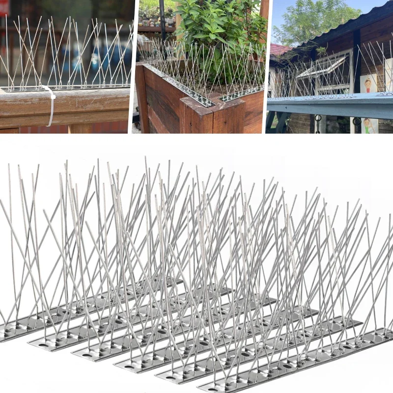 Outdoor Bird Spikes Repeller Anti Perching Deterrent Sturdy Supplies to Keep Pigeons Crows Away from Garden and Yard