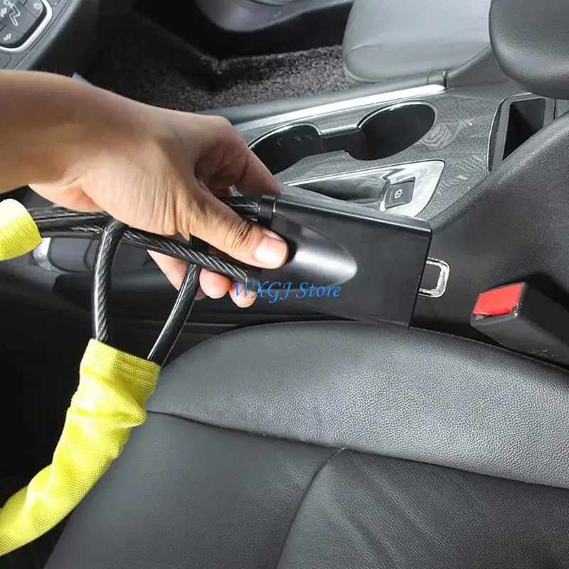

37JE Multi Purpose Vehicle Security Cable Lock for Steering Wheel Featuring Quick Setups Anti Theft Function