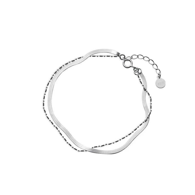 La Monada 925 Sterling Silver Double Layer Bracelet Fine Silver Chain Bracelets for Women Minimalist Jewelry