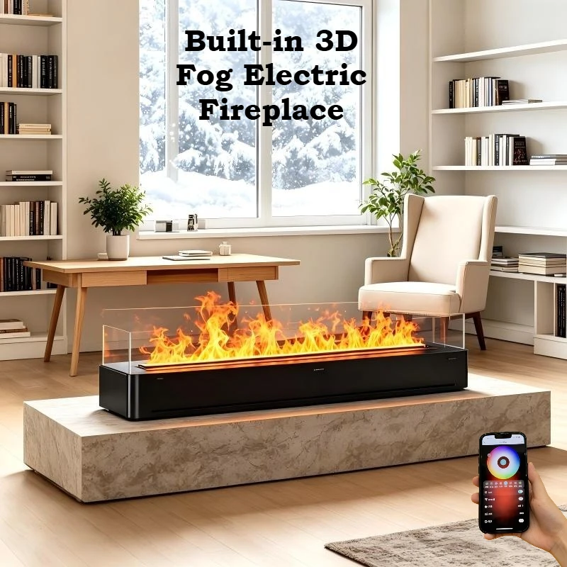 Built-In Water Vapor Fireplace 180cm,Frameless,effect fireplace mist technology firebox,Multi-Color,App Control,Timer firepit