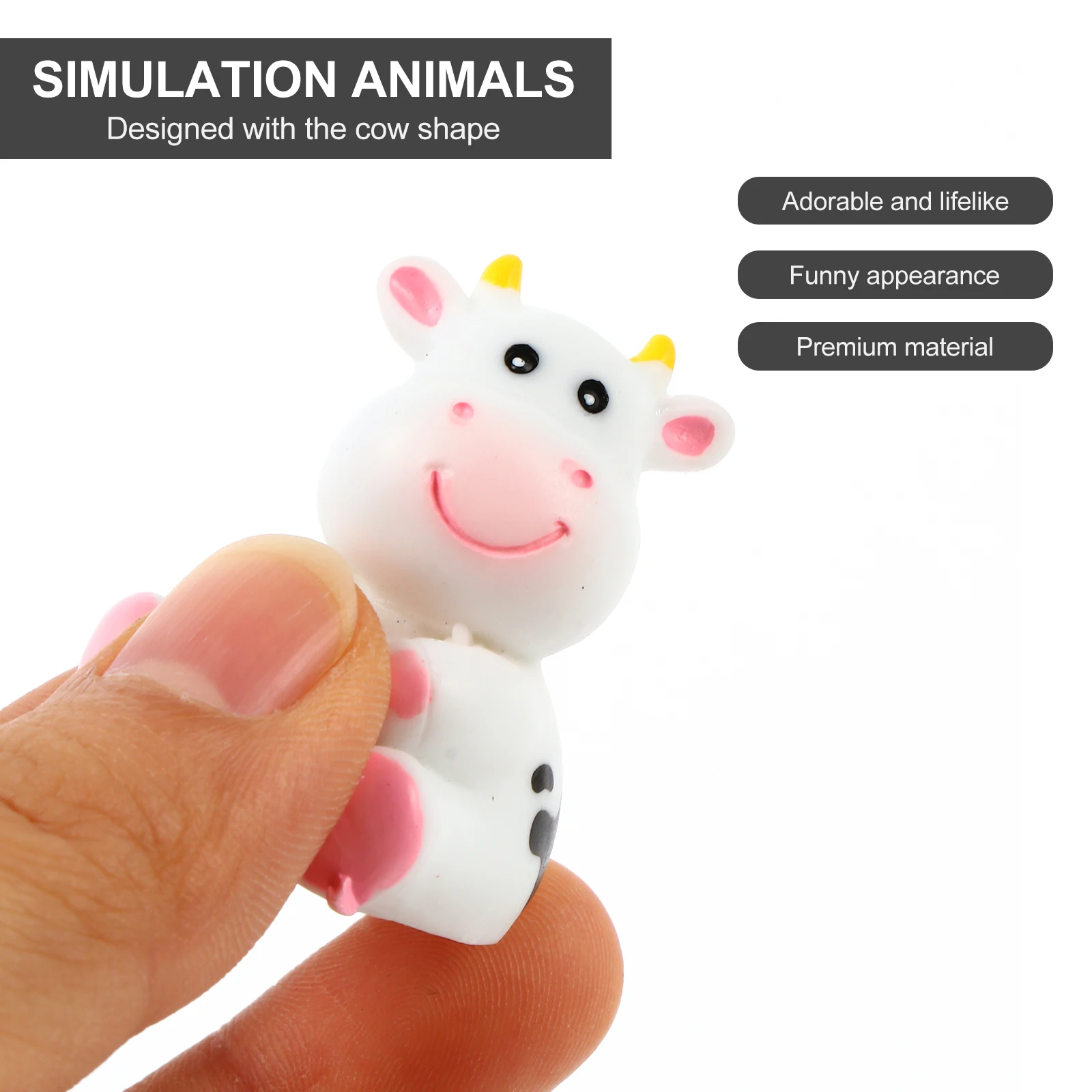 

5pcs Mini Cow Accessories Adorable Resin Figurines for Home Dollhouse Plant Pot Fairy Garden Phone Case Decor Durable Lifelike
