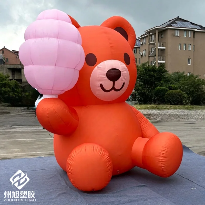Inflatable bear, inflatable orange teddy bear, outdoor, mall or store decoration, commercial promotion display