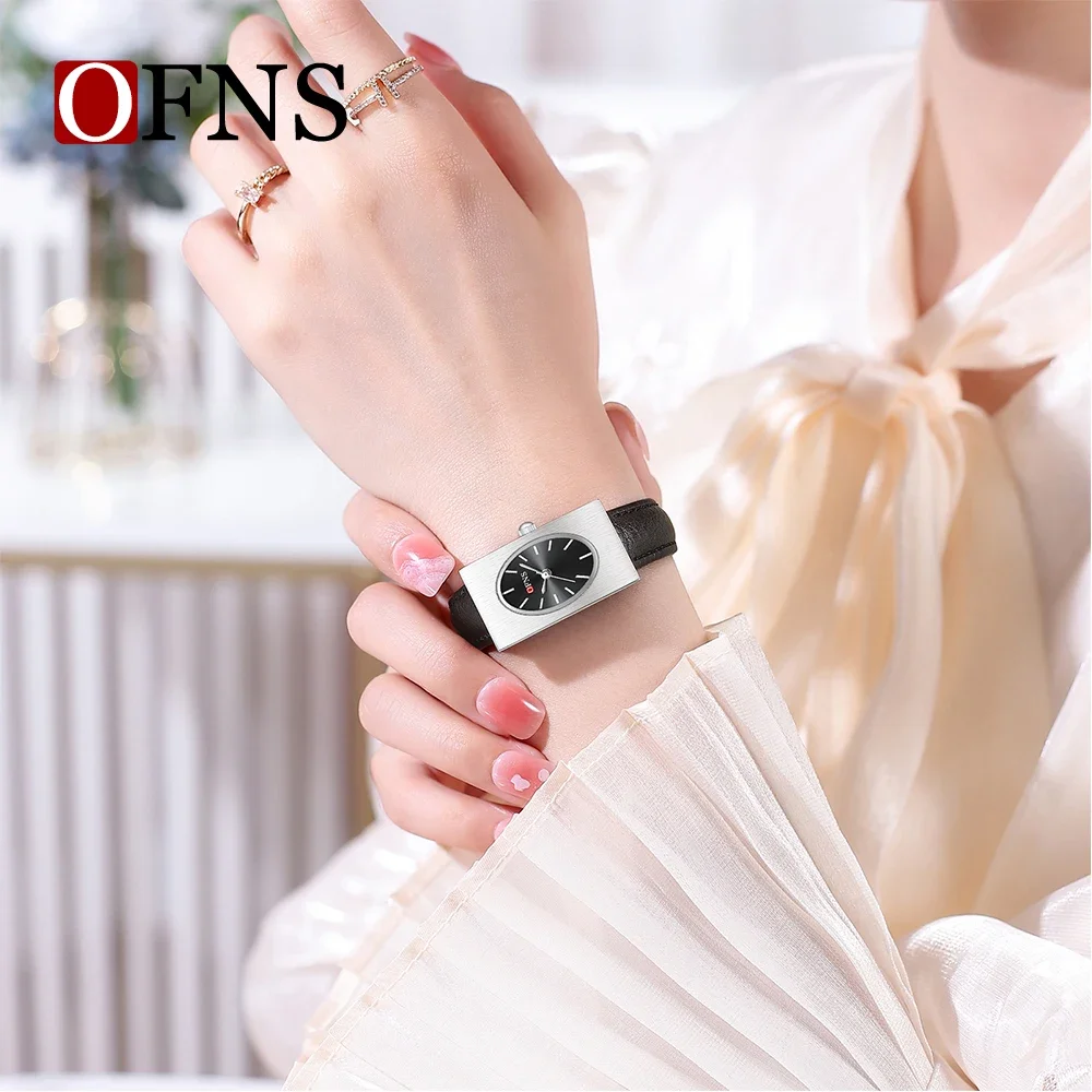 Бренд OFNS 1537, высококачественные женские кварцевые часы, прямоугольные водонепроницаемые роскошные модные женские кварцевые часы 2025