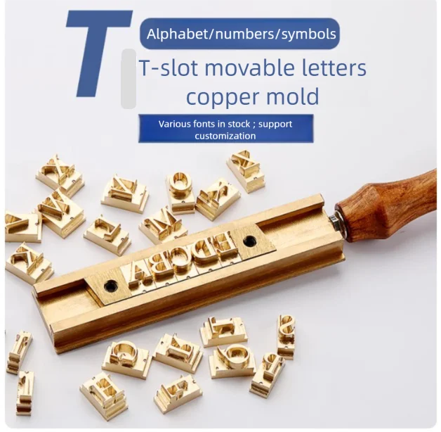 6mm Tall Copper Mold Moveable Letters Capital Letter 26pcs A to Z + 0 to 9 Numbers + Common Symbols