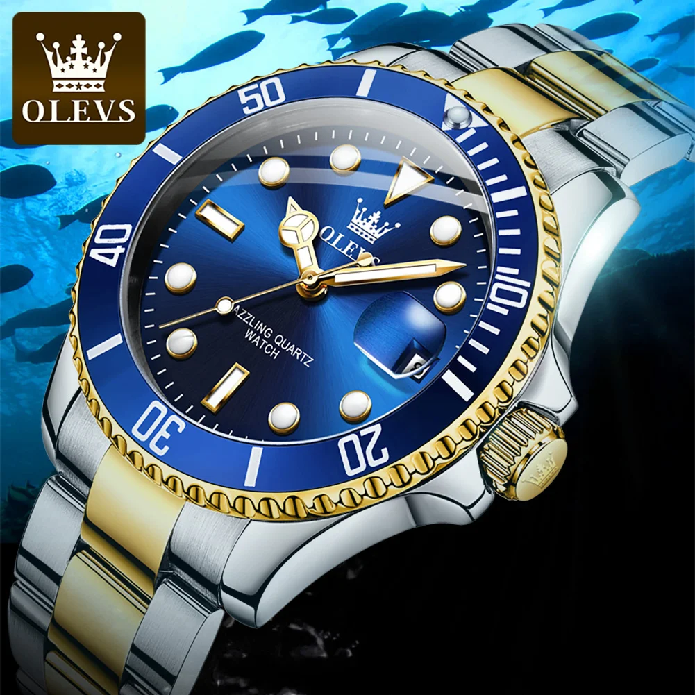 OLEVS Business Date Men Watch Original Quartz Stainles Steel Waterproof Sports Watches Fashion Luxury Top Brand Men\'s Watches