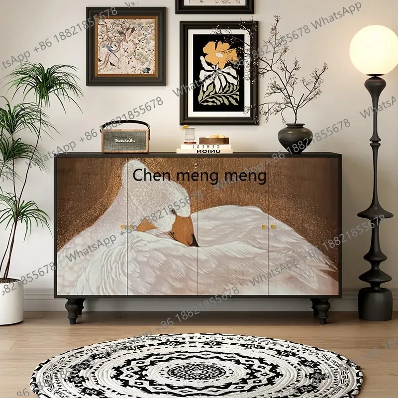 RR New Chinese-style entrance cabinet painted solid wood dining side cabinet living room storage hotel storage cabinet