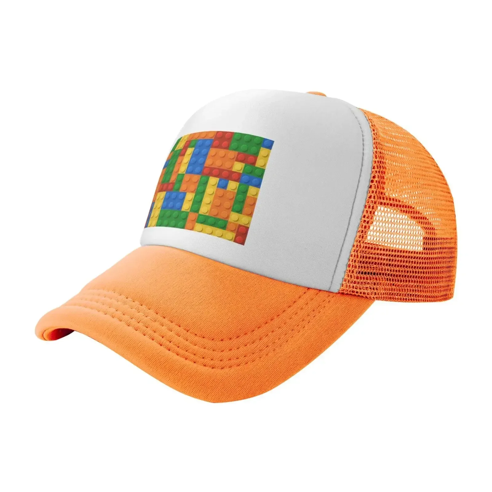 New Colorful Building Blocks Trucker Hats Adjustable Fit Baseball Cap for Men Women