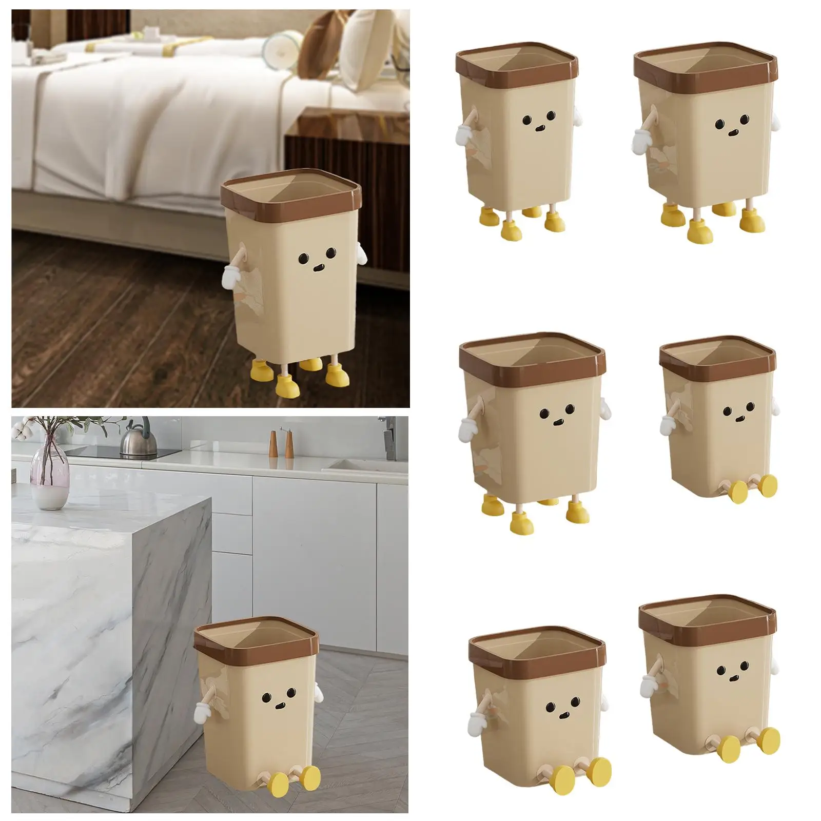 Creative Trash Can Modern Multifunction Wastebasket Rubbish Container Cute Garbage Bin for Home Dorm Office Bedroom Kitchen