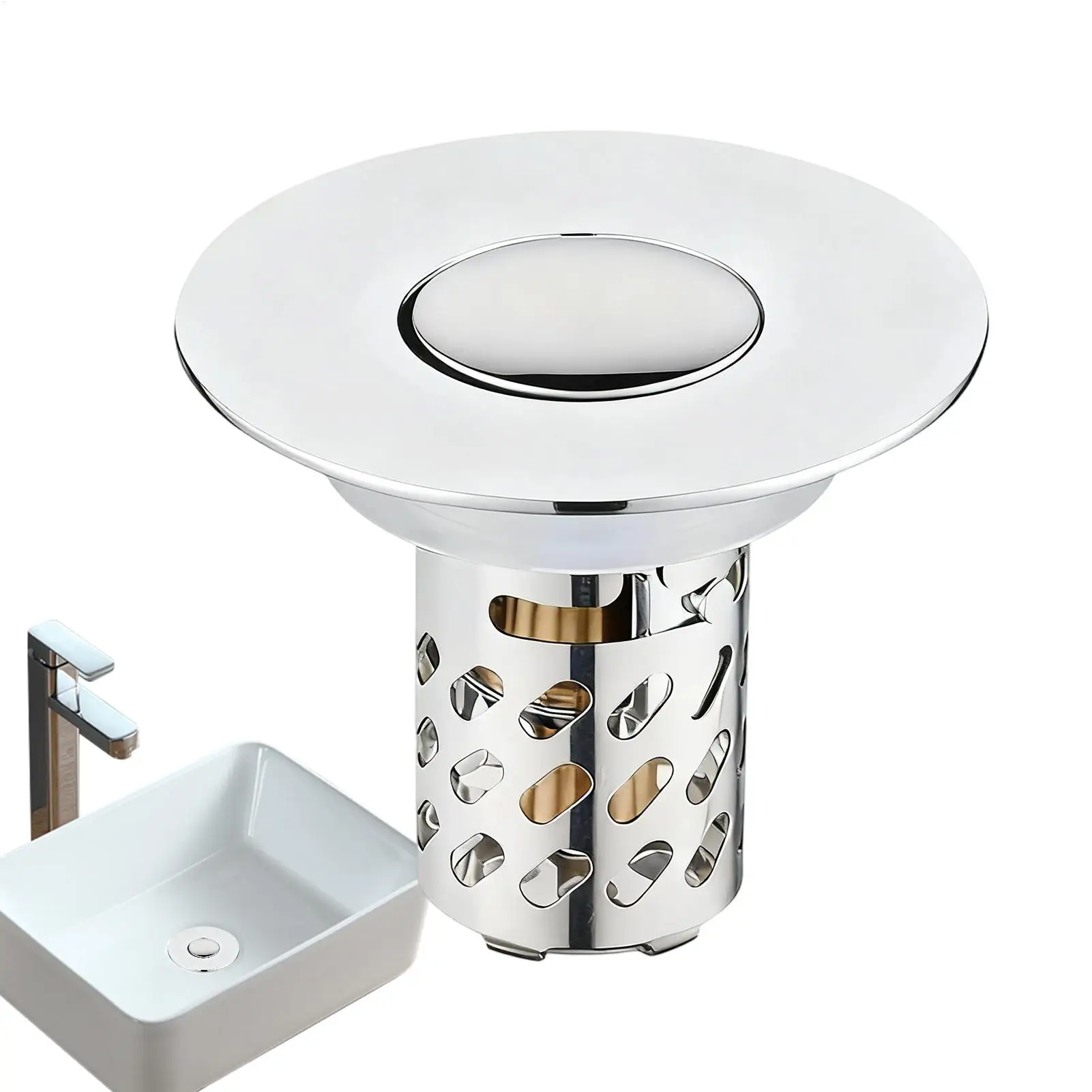 

Stainless Steel Floor Drain Filter Washbasin Plug Anti Odor Pop-Up Bounce Core Basin Stopper Hair Catcher Shower Sink Strainer