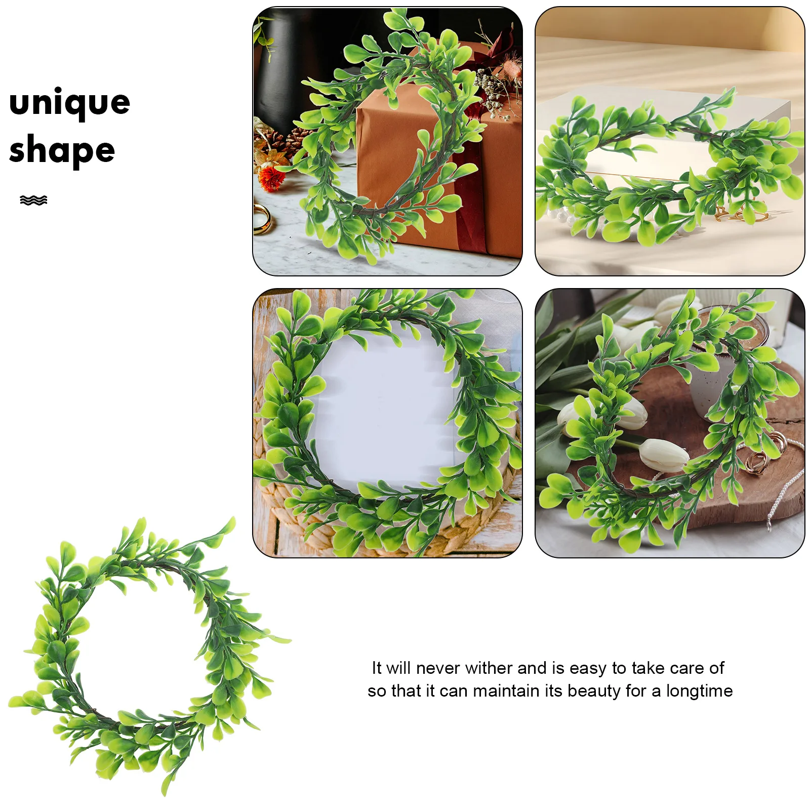 

1pcs Eucalyptus Green Leaf Wreath Wedding Party Christmas Decor Hanging Wreath Farmhouse Artificial Leaf Ring
