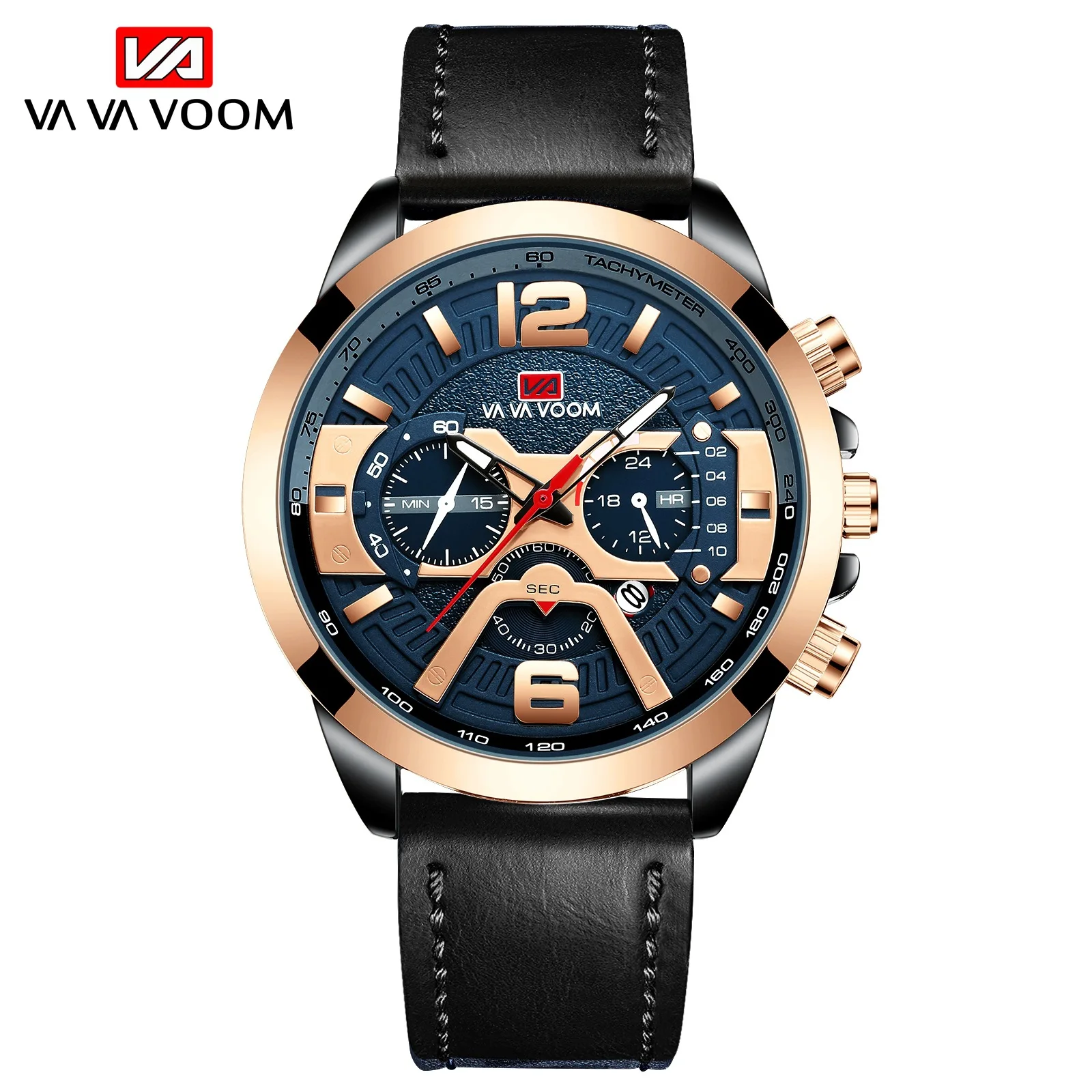 Fashion Va Va Voom Top Brand Casual Sport Watches for Men Luxury Military Leather Wrist Watch Man Clock Chronograph Wristwatches